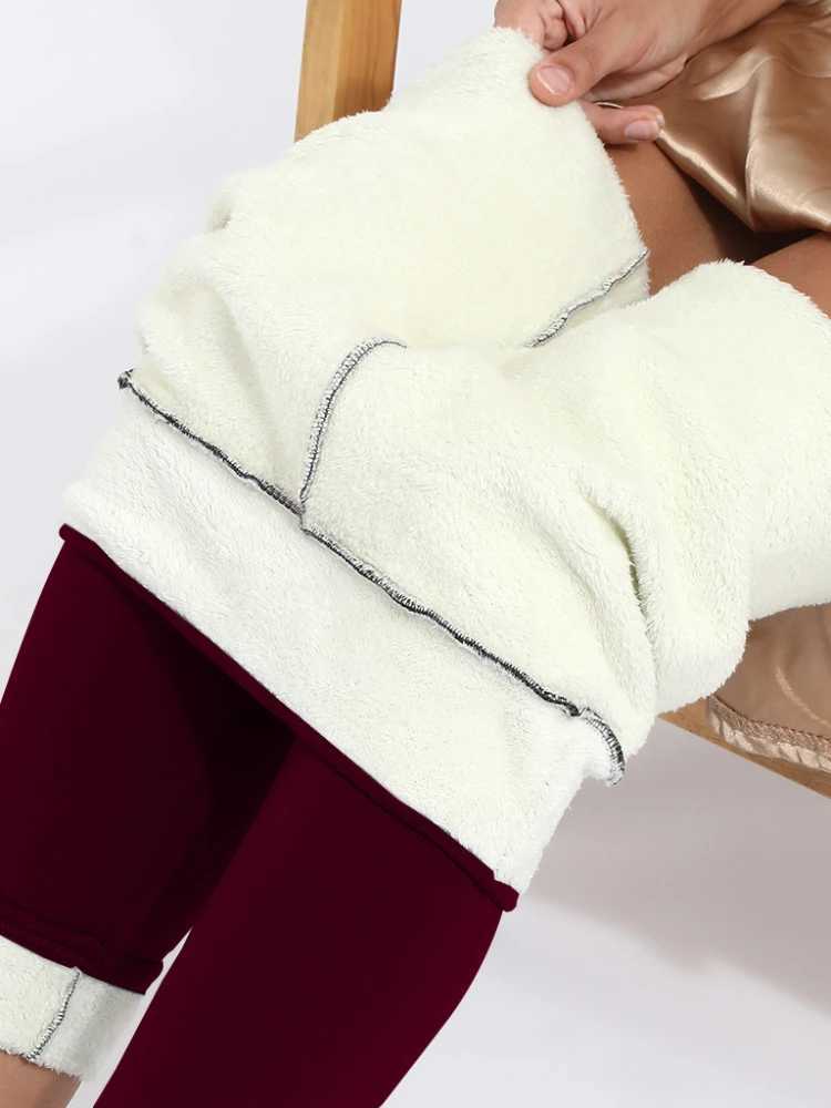High Waist Black Fleece Pants Warm Legging Women Autumn Pants Thick Legging Compression Lamb Wool Trousers Winter Cold-ResistantX240914