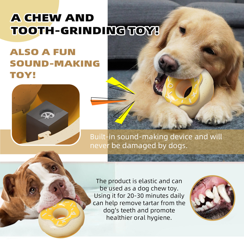 Dog Squeaky Toys for Aggressive Chewers, Dog Donut Toys, Rubber Dog Toys for Dogs, Tough Dog Toys Dog Birthday Gift