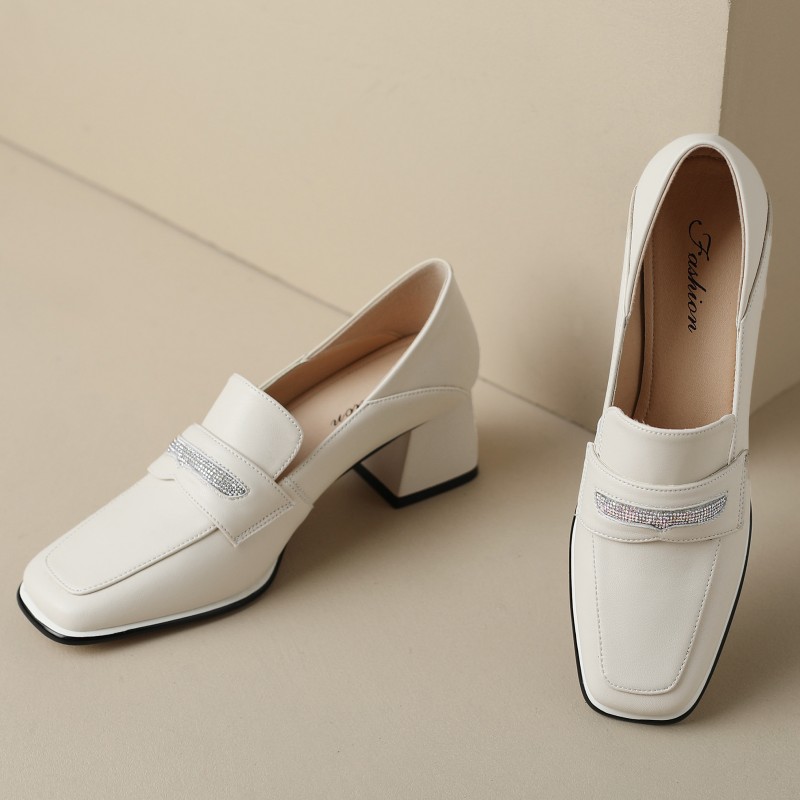 2025 new Low Elegant Heels Loafer Female Casual Square Toe British Women's Pumps Black Heeled Oxford Shoes Ladies Brand Designer 98cf