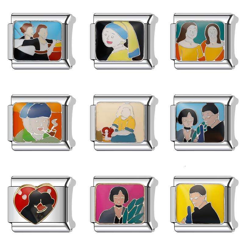 New Women's Gift love Bead Italian Charms Links Bangle Beads Fit 9mm Stainless Steel Bracelet Making DIY For Women Fashion Jewelry