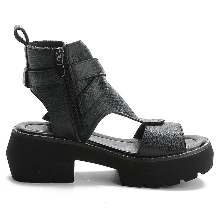 Black Platform Sandals Low-Heeled Shoes With Strap 2024 Women's Suit Female Beige Muffins shoe Open Toe Espadrilles Low-heeled F