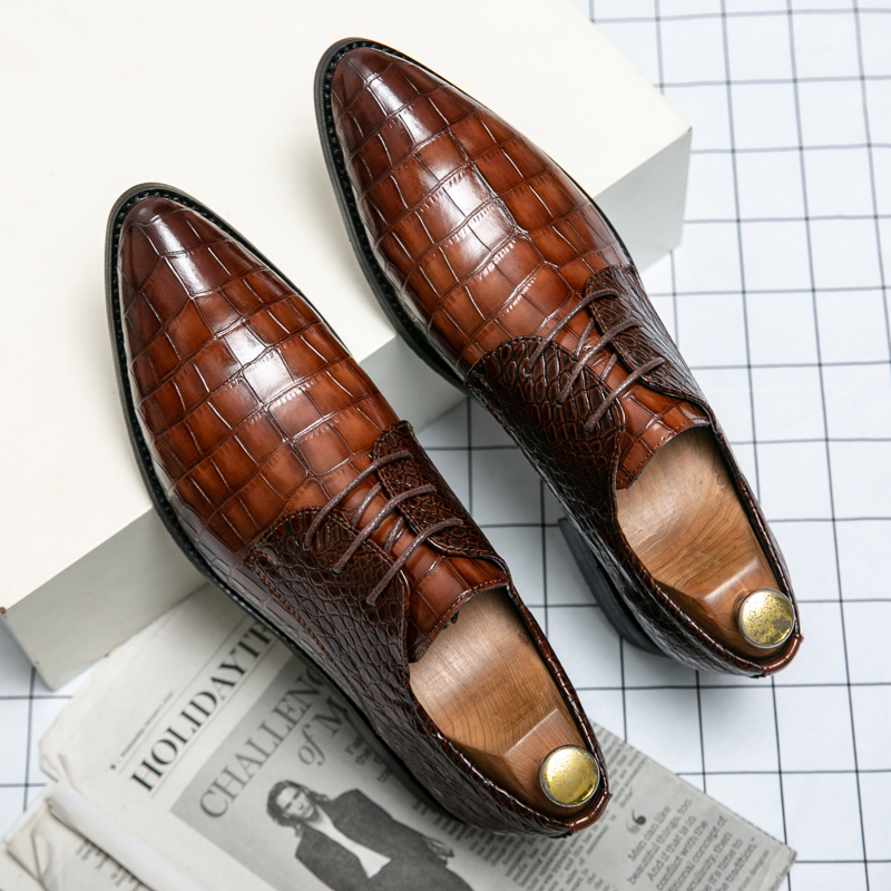 Italy Men Dress Shoes Autumn Leather Office Shoes Lace Up For Men Driving Moccasins Fashion Party Shoes