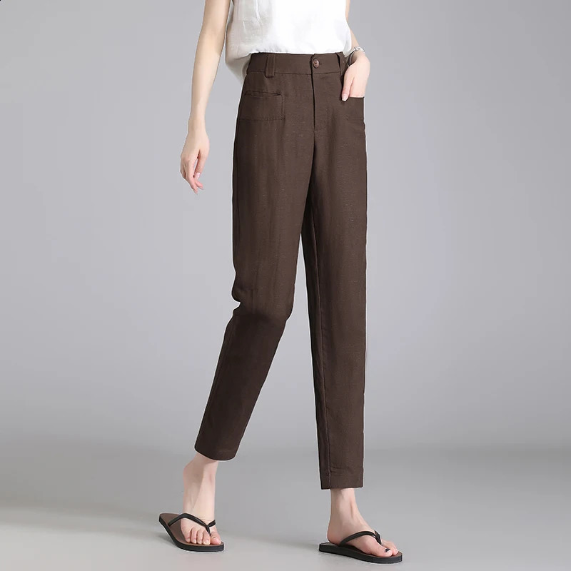 Korean version linen harem pants for women in spring and summer thin middleaged elderly cotton hemp 240913