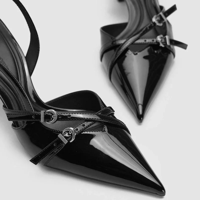Luxury Designer Summer Women Sandals Fashion Elegant Pointed Toe Singbacks Shoes Ladies Sexy High Heel Party Sandalias
