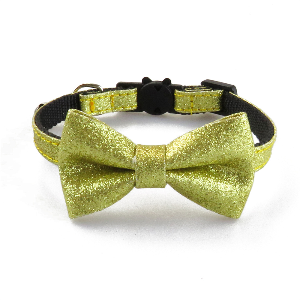 Glitter Cat Collar Breakaway with Bow Tie Bell for Kitty Removable Adjustable Accessories Safety Kitten Collar for Cat and Puppy