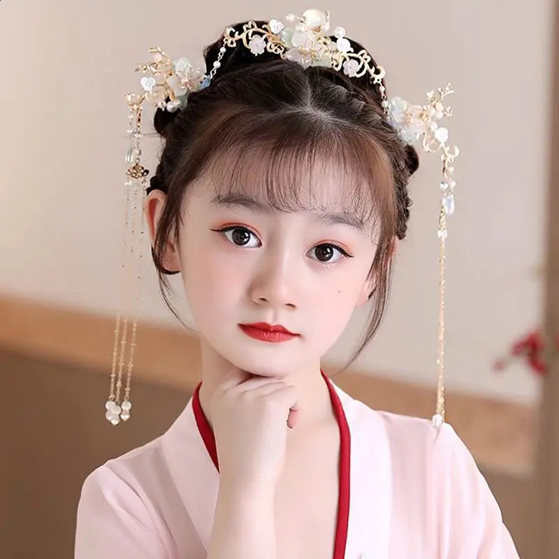 Chinese Hanfu Hair Accessories Set Long Fringed Vintage Hairpins Flower Handmade Sticks For Women Traditional Retro Jewelry 240903
