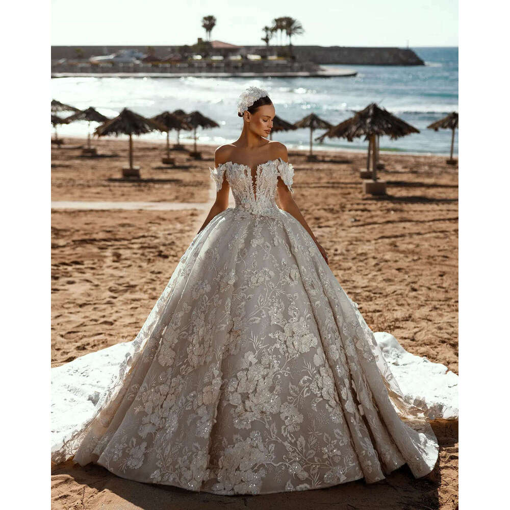 Gorgeous Wedding Dresses Ball Gown Off The Shoulder Appliques Sequins or-Length Bride Dress Vestido de novia Custom Made