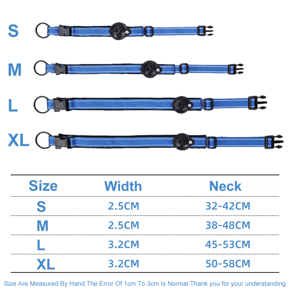 Reflective AirTag Dog Collar,Padded Dog Collars,Adjustable Heavy Duty Dog Collars with AirTag Holder Case for Small Large Dogs