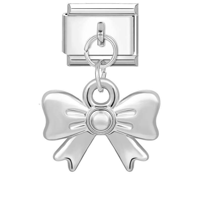 New Women's Gift Shell bow heat Pendant Italian Charms Links Bangle Beads Fit 9mm Stainless Steel Bracelet Making DIY For Women Fashion Jewelry