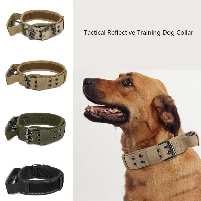 Adjustable Tactical Dog Collar Nylon Material Wear-resistant and Durable with Control Handle Reflective for Medium and Large Dog
