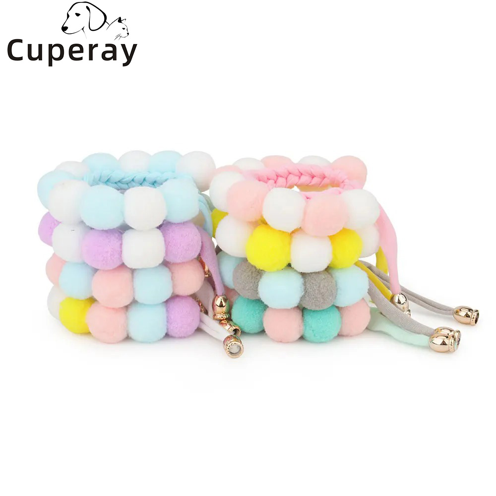Puppy Collars ,Cute Cat Collar Colored Pet Puppy Dog Collar Dog Grooming Collar Cat Plush Ball Necklace Puppy Accessories Scarf