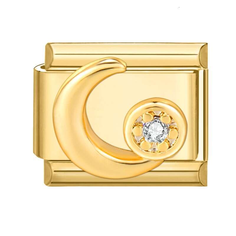 New Women's Gift Gold heart Pet with Cz Pendant Italian Charms Links Bangle Beads Fit 9mm Stainless Steel Bracelet Making DIY For Women Fashion J