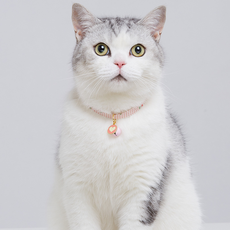 Adjustable Cat Collar,pet Collar with Bell and Heart Tag Decoration To Prevent Getting Lost for Cats and Puppies Pet Accessories