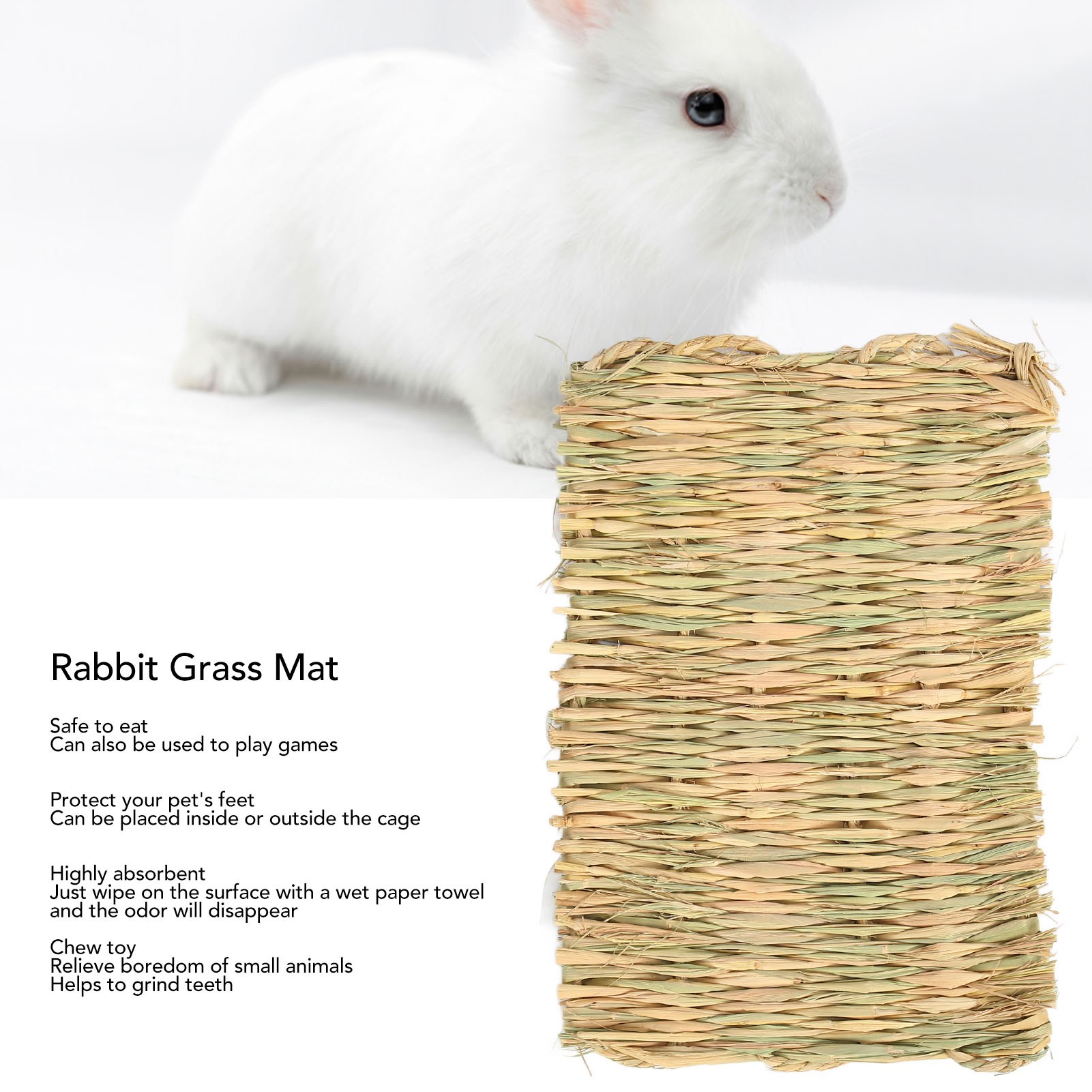 5PCS Rabbit Grass Mat 4 Season Universal Warm Grass Woven Bed Mat Bunny Bedding Nest For Guinea Pig Parrot Hamster Rat