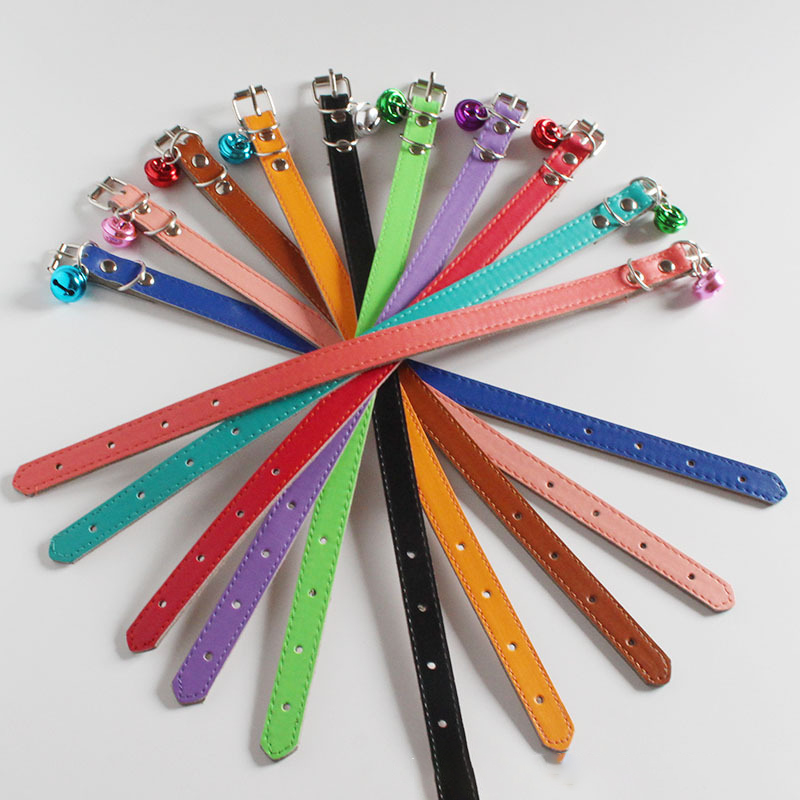 Pet Leather Collar Anti-lost Bell Pendant Cat Collar Metal Buckle Adjustable Dog Collar for Cats,Small & Medium Dogs Pet Product