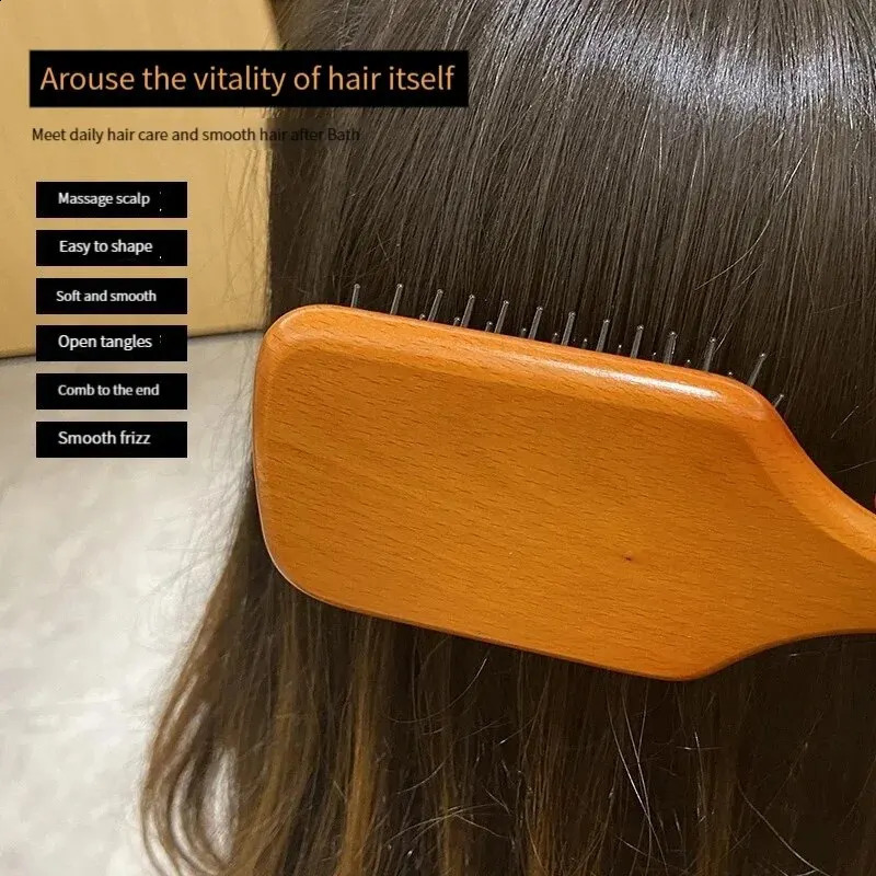 Wooden Airbag Massage Comb Scalp Care Female Curly Hair Household Highgrade Antistatic Loss Large Board Makeup 240911