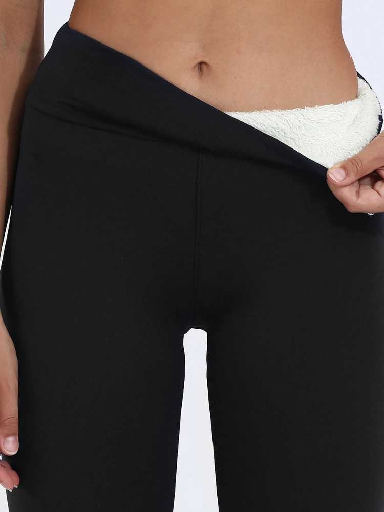High Waist Black Fleece Pants Warm Legging Women Autumn Pants Thick Legging Compression Lamb Wool Trousers Winter Cold-ResistantX240914