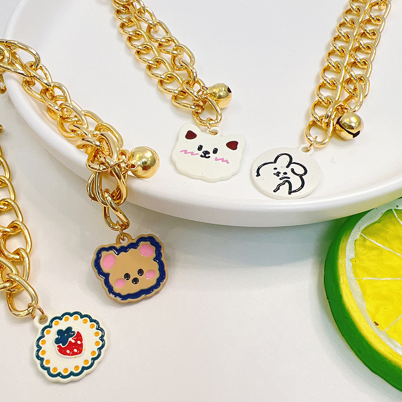 Cat Collar Necklace Adjustable Pet Collars with Cute Cartoon Pendant Puppy Collars Teddy Yorkshire Necklace Jewelry Accessories