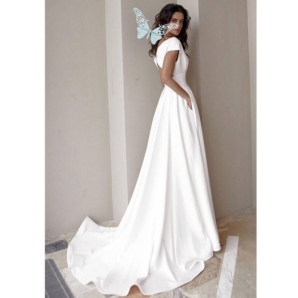 Summer Sexy V-neck Wedding Dresses Off The Shoulder Women's Bridal Gowns