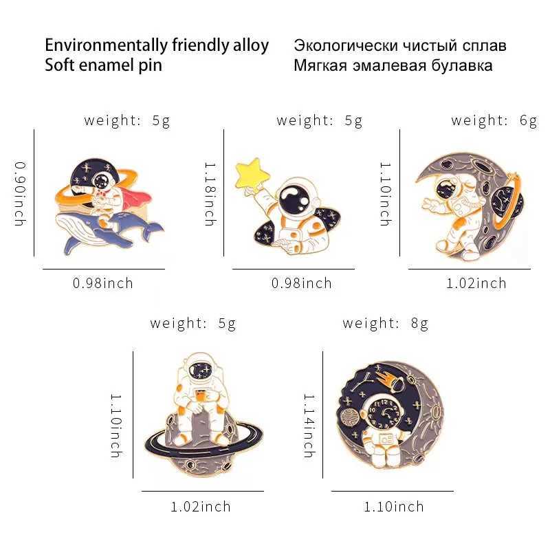 Custom Astronaut And Planet Universe Enamel Pins Planet Rocket Whale Star Moon Galaxy Metal Brooch Lapel Badges Up Jewelry GiftsX240914