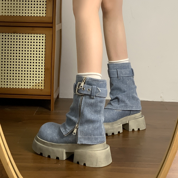 Boots Summer Women Boots-Women Designer Cowboy 2024 Autumn Fashion Lolita Ladies Rock Ankle Fabric Canvas Shoes Wo 0391 -