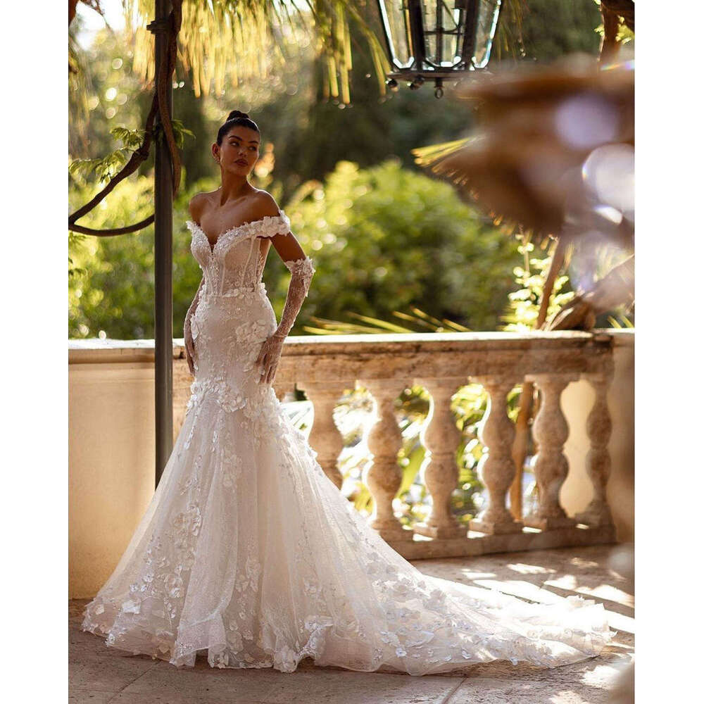 Fairy Dresses Mermaid Off The Shoulder Appliques wers Backless or-Length Princess Bride Wedding Dress Custom Made