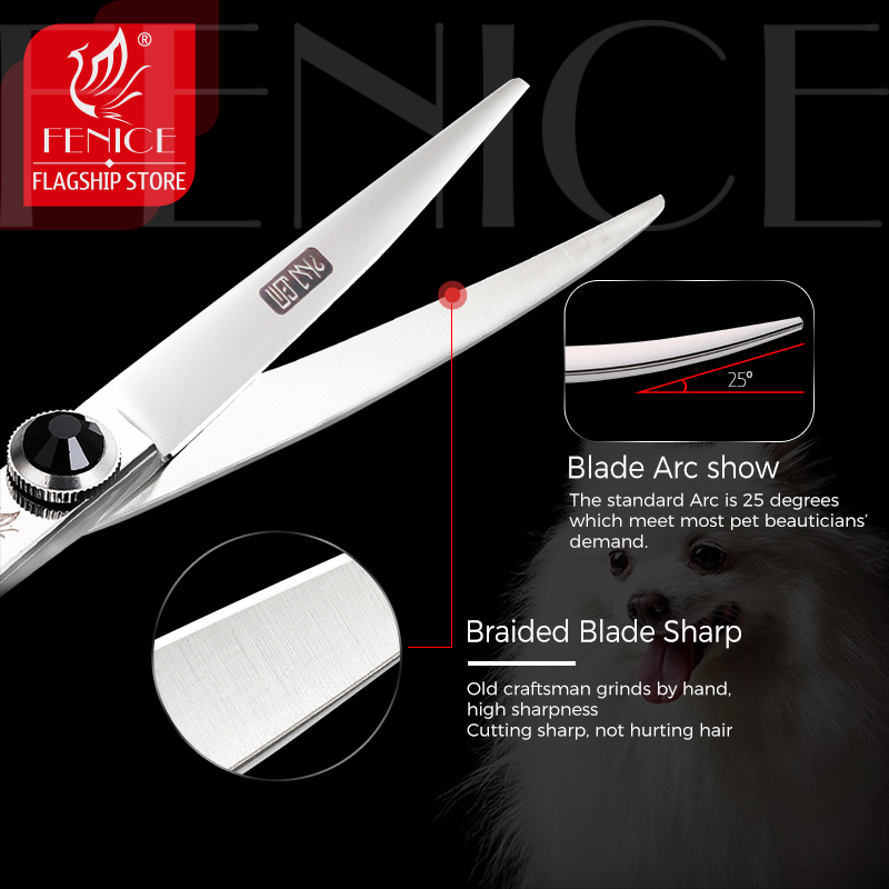 Fenice professional 5.5/7.0 inch pet grooming curved scissors for dog grooming scissors cutting shears makas tijeras