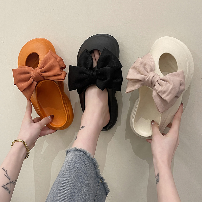 20222 New Summer Women Soft Sole Slides Shoes Fashion Outdoor Walking Bow-knot Sandals Female Home Light Breathable Sandalias