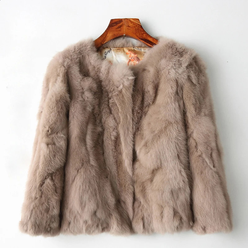 Winter Womens Genuine Rabbit Fur Coat Natural Rex Rabbit Fur Coat Ultra Thin Rabbit Fur Fashion Jacket 240913