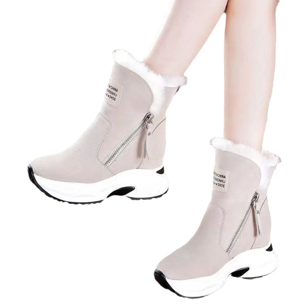 Platform Plush Women Snow Boots Fashion Short Botas Ladies Elegant Wedges Heel Shoes Winter Keep Warm Women's Footwear 4f9c