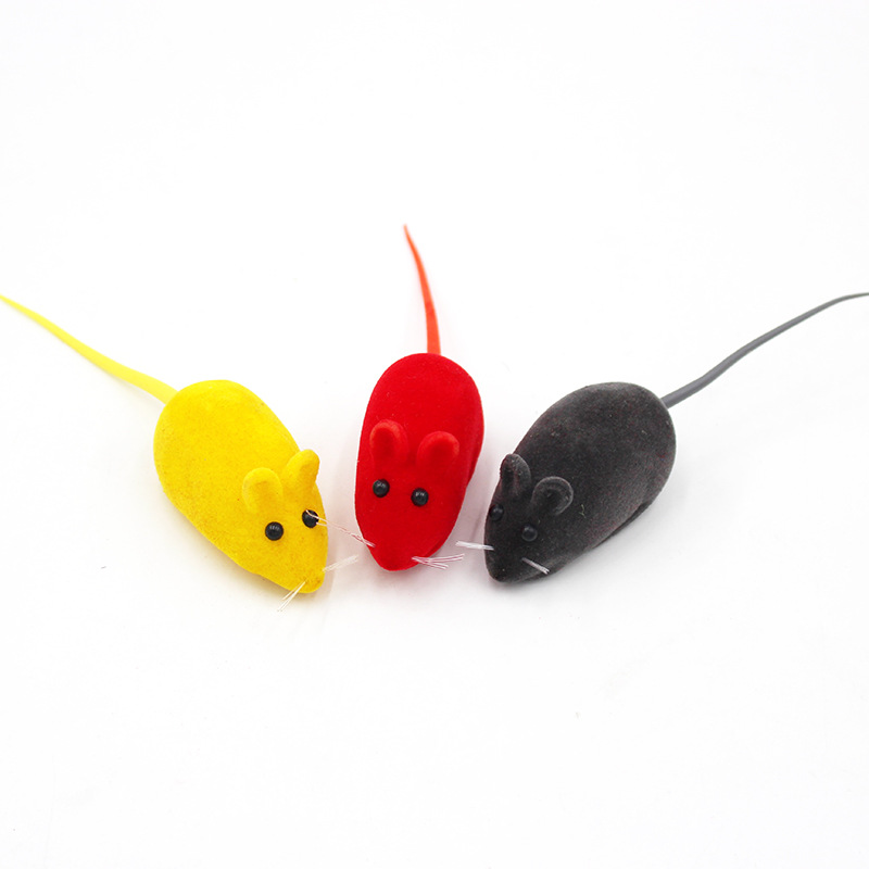 New Flocking Mouse Funny Cat Toys Sound Plush Rubber Vinyl Mouse Pet Realistic Sound Toys Cat Accessories Supplies Random Color
