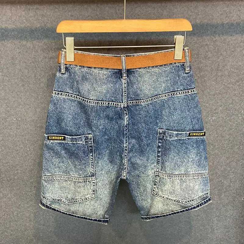 Summer Casual Jeans Shorts for Men Intage Style Big Pockets Knee Length Loose and Plus Size 5XL Streetwear Cowboy Pants for MenX240914