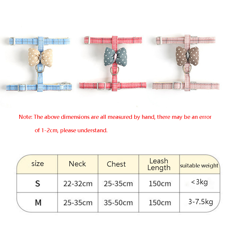 Adjustable Pet Cat Harness and Leash Set Small Dog Leash Leash Harness with Bow Decoration H-Harness Pet Supplies Accessories