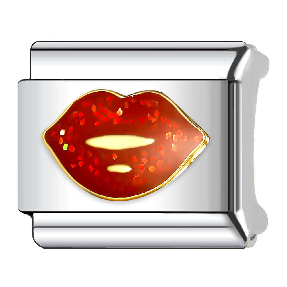 New Women's Gift Beautiful girl lipstick Bag hat Bead Italian Charms Links Bangle Beads Fit 9mm Stainless Steel Bracelet Making DIY For Women Fas