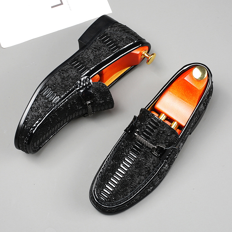 Crocodile Pattern Men Loafers Genuine Leather Men Slip on Shoes Luxury Brand Man Dress Shoes Street Style Moccasins Driving Flat