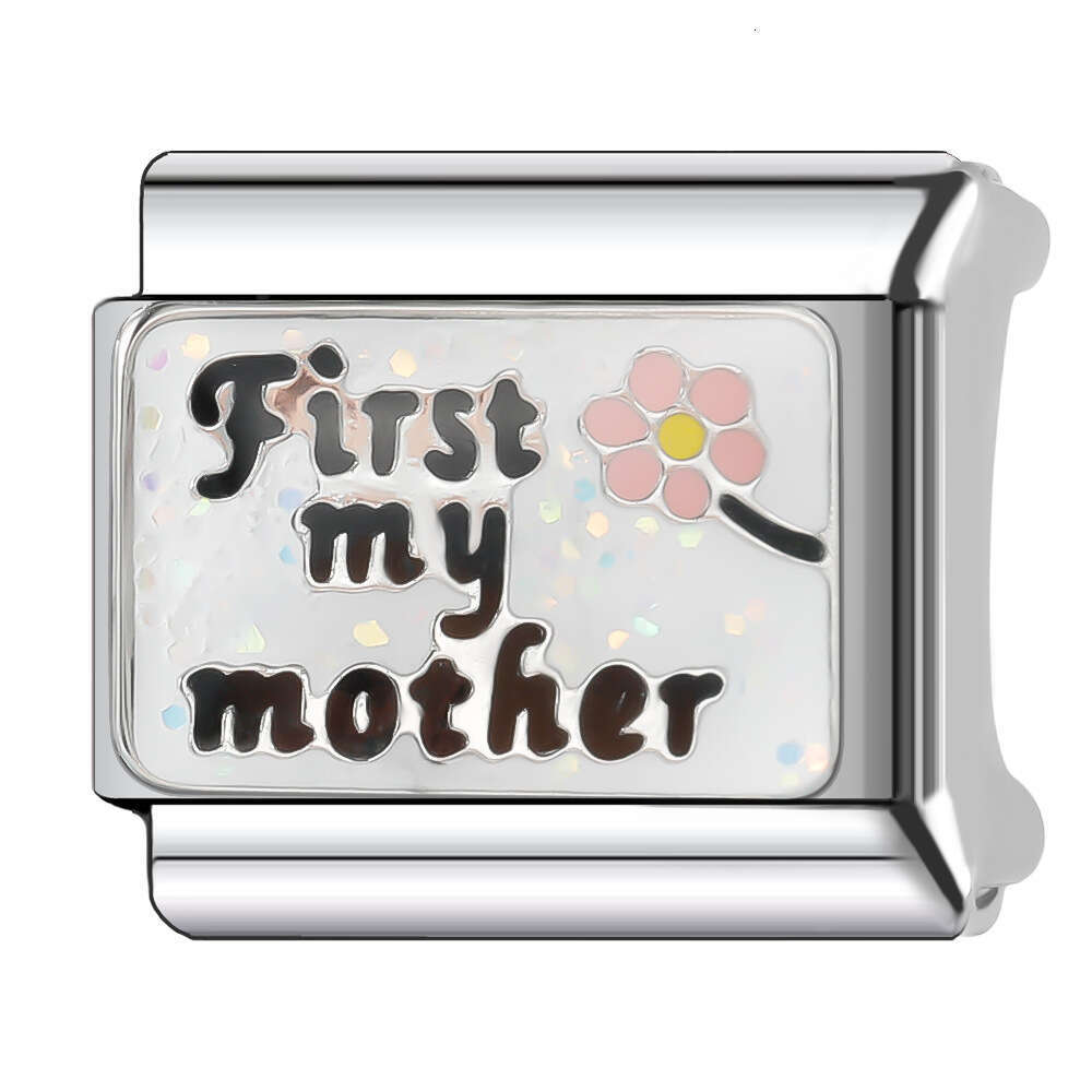 New Women's Gift First My Mother Bead Italian Charms Links Bangle Beads Fit 9mm Stainless Steel Bracelet Making DIY For Women Fashion Jewelry