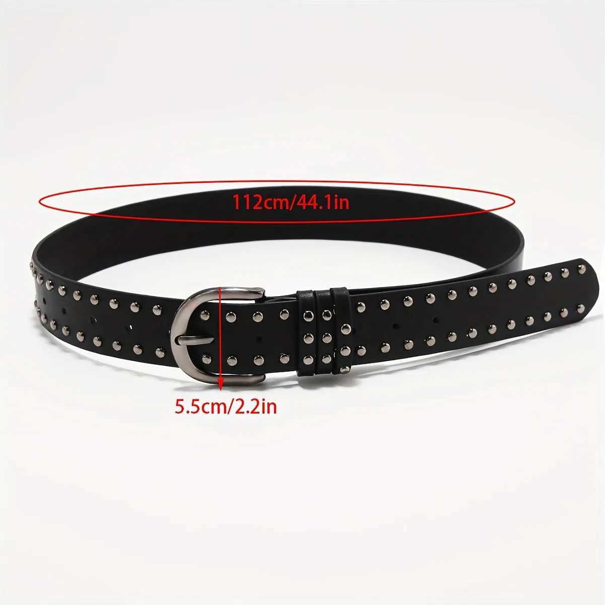 New style rivet black punk style needle buckle belt versatile and high-end for women Y2k belt mens and womens denim beltX240914