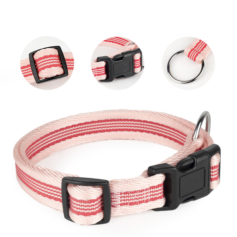 Nylon Pet Collar Adjustable Dog Collars with Metal Ring and Quick Buckle Pet Supplies for Large,medium & Small Dogs Accessories