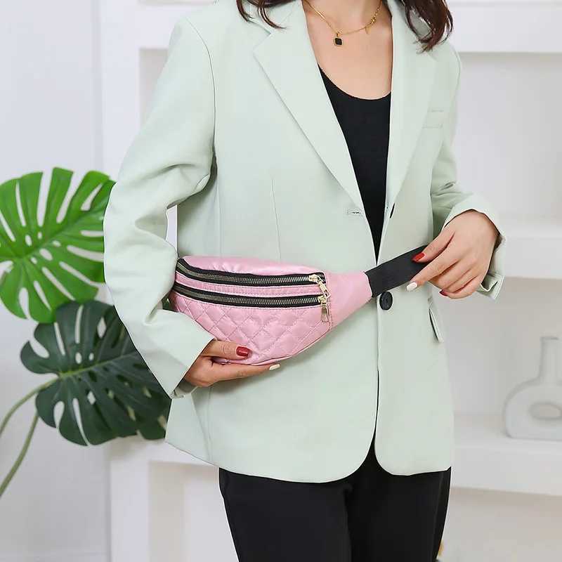 Womens waterproof waist bag fashionable casual chest handbag unisex sports travel wallet plain weave waist bag belly bag Z250407-1