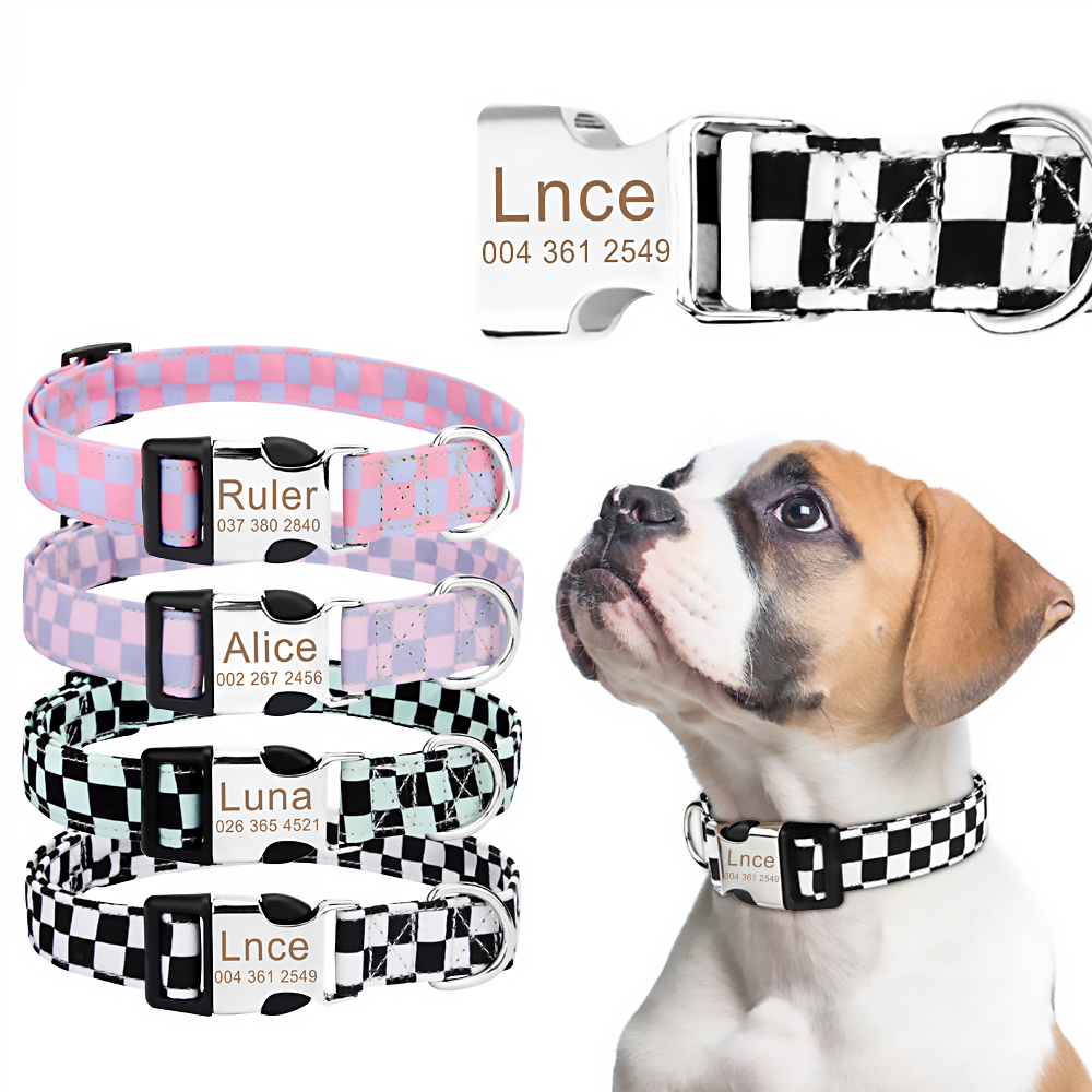 Personalized Dog Collar for Medium Large Small Dogs with Name & Phone Number Engraved Metal Buckle - with Safety Metal Buckle