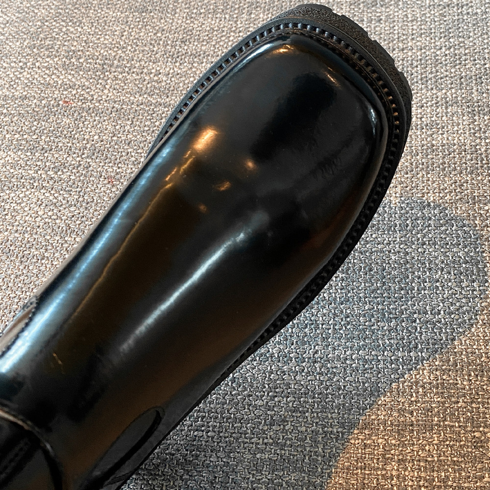 genuine Women's leather chunky heel platform square toe side zip autumn knee high punk female long winter boots shoes sale 0a2b