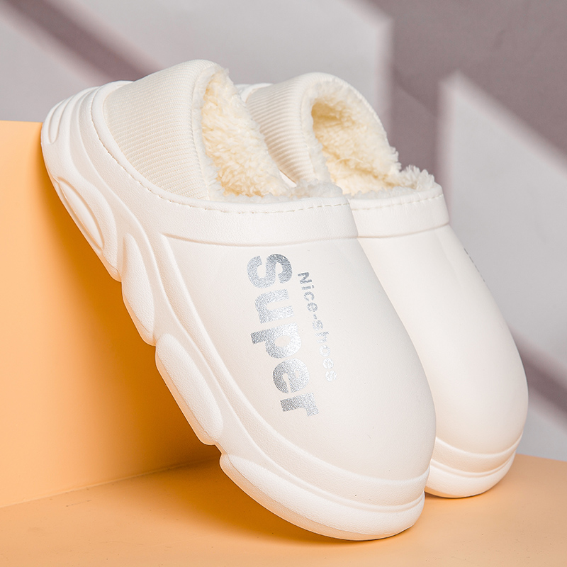 Fashion Winter Men Women Warm Slippers Cotton Slippers Outdoor Indoor Home Non-Slip Shoes New Men's Bedroom Warm Plush Slippers