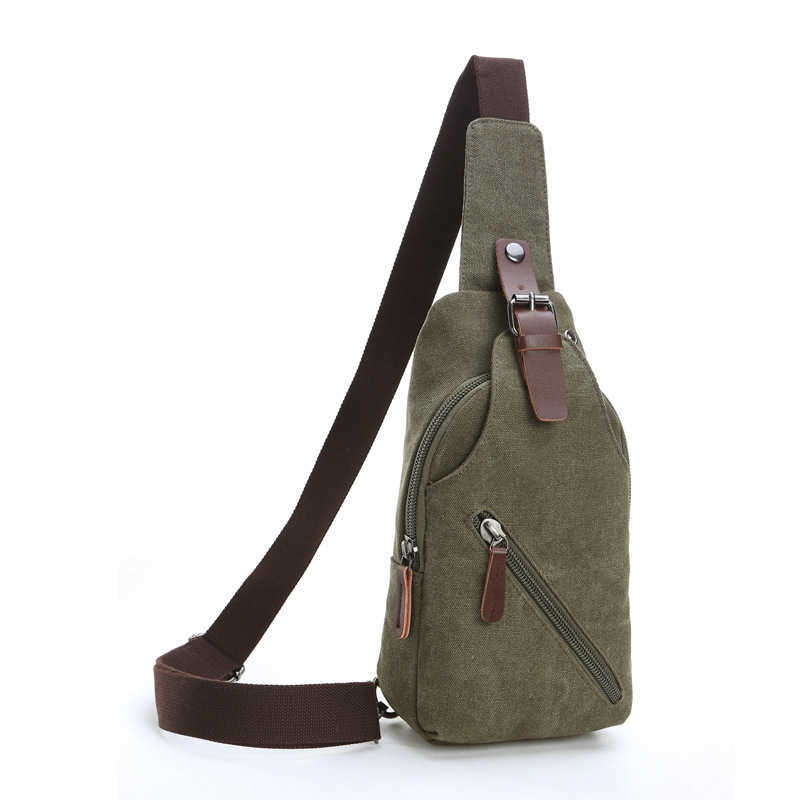 Men's single shoulder oblique backpack washing canvas chest bag outdoor street Leisure Canvas chest bag 240915