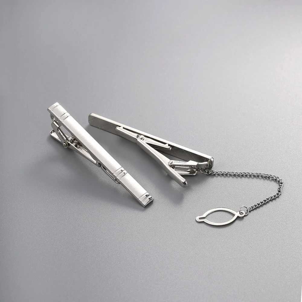 Classic Necktie Clip For Business Men Silver Color Crystal Decor Tie Pin All Match Short Tie Clips Fashion Wedding OrnamentsX240914