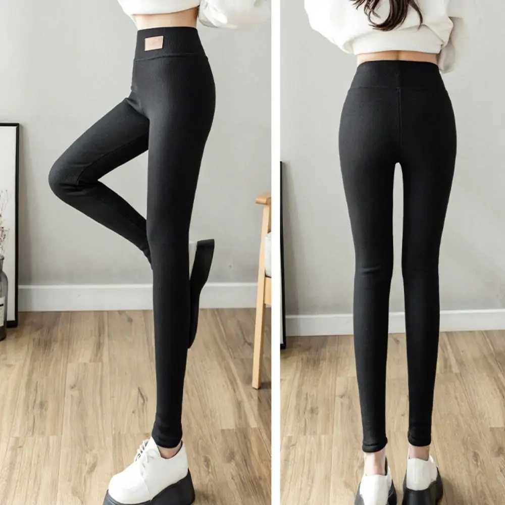 Fashion Letter Women Leggings Thickened Autumn Winter Long Pants Slim Fit Warm Fleece PantsX240914