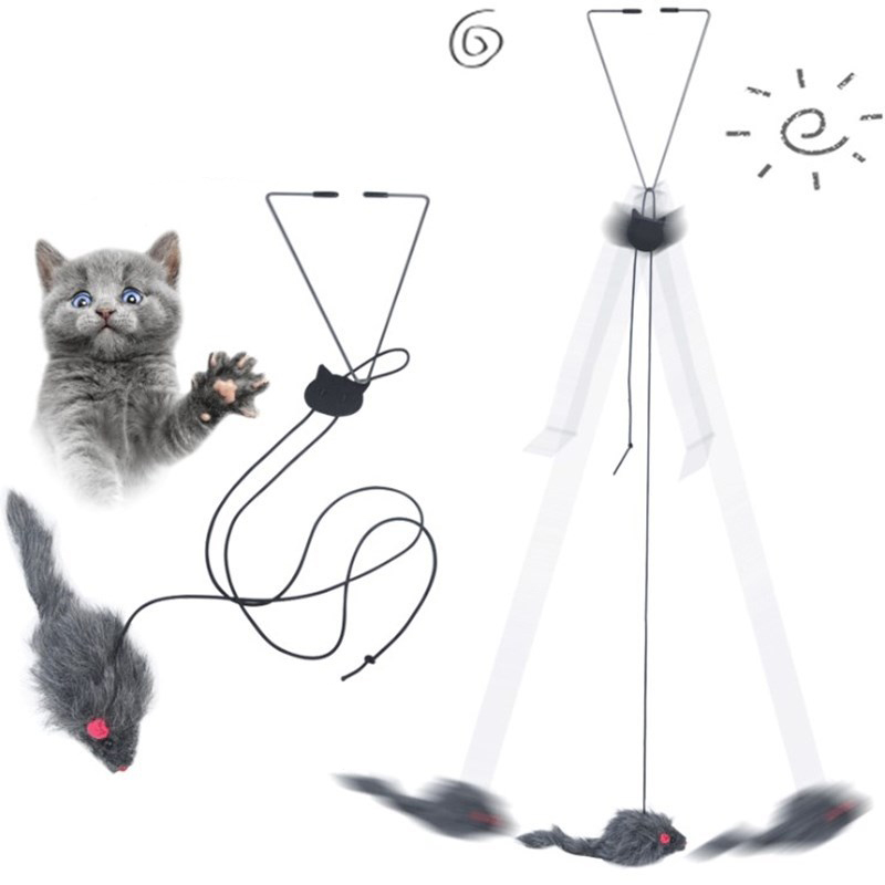 Interactive Cat Toys Hanging Clip Door Plush Mouse Self-hi Hanging Door Elastic Funny Cat Toys Juguetes Para Gatos Rascador