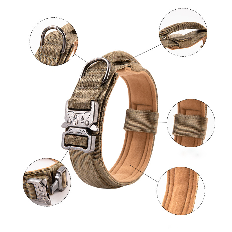 Tactical Dog Collar,Adjustable Military Dog Collar with Handle and Heavy Duty Metal Buckle,Nylon Dog Collar for Medium Large Dog
