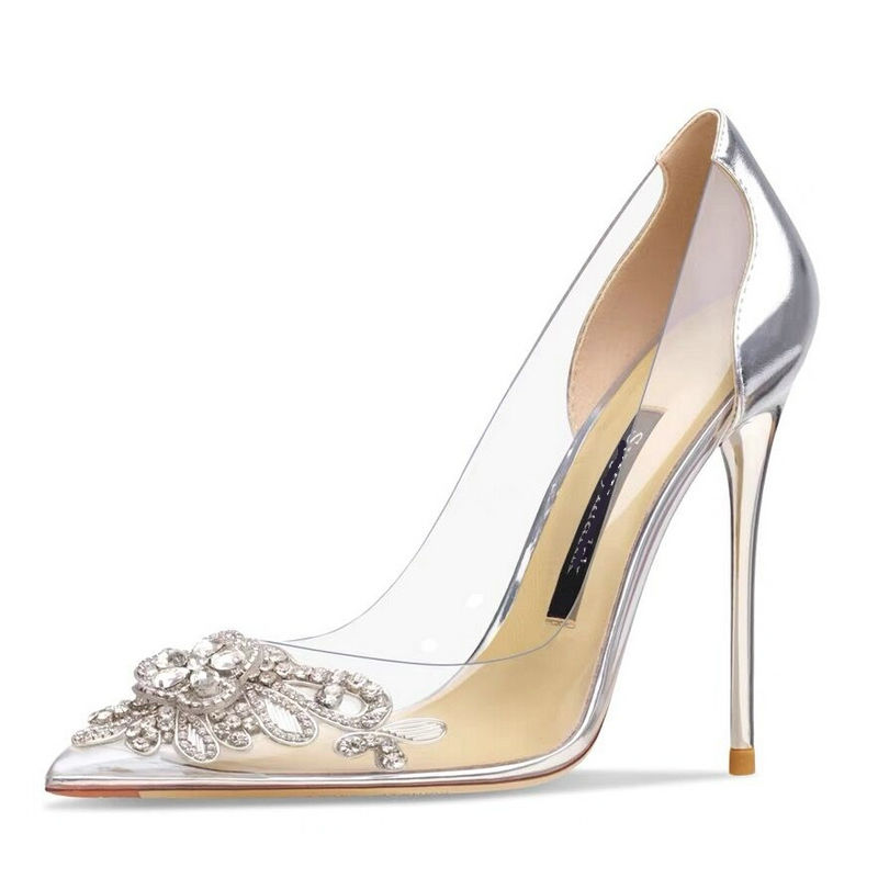 Sheepskin Leather Heels 2024 New Fairy Wind Clear Crystal High Heel Summer Bridesmaids Sexy Single Shoe Women Wedding Pumps