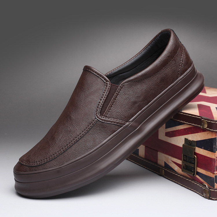 2022 Men Leather Casual Shoes Spring Autumn New Simple Style Loafers Fashion Man Slip on Cool Flat Shoes