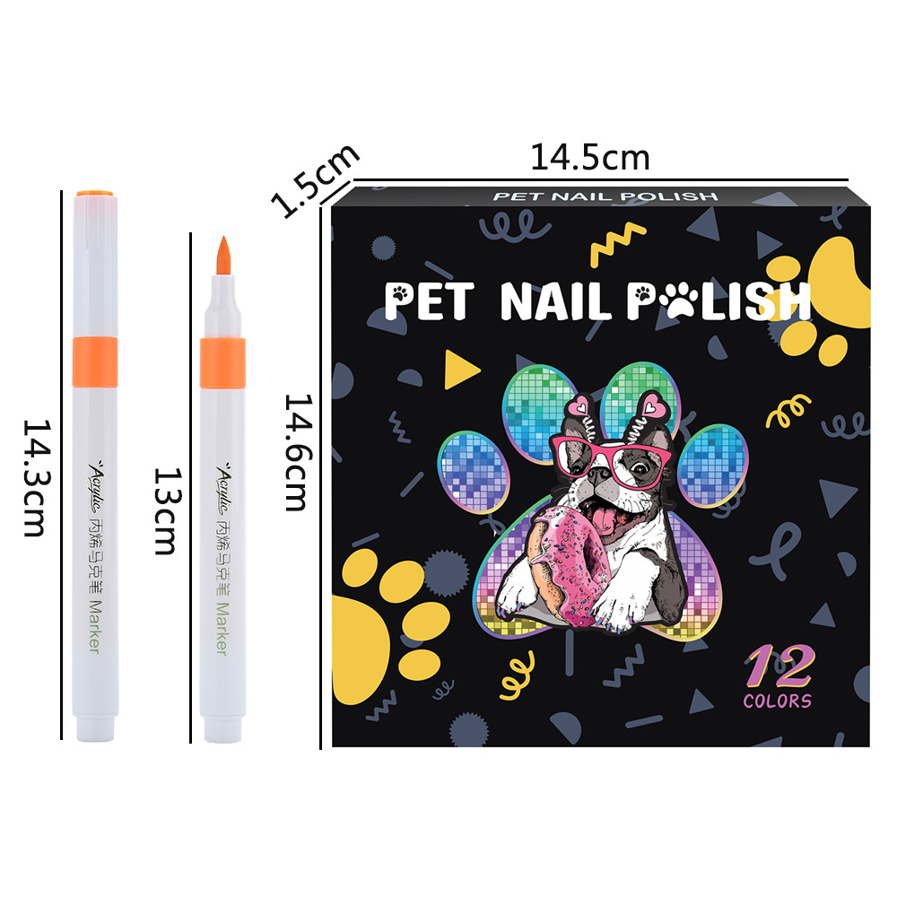 Dog Nail Polish Pen 12 Colors Pet Nail Polish to Create Beautiful Nails with Girl Pets Dog Grooming Quick Dry & Easy to Use